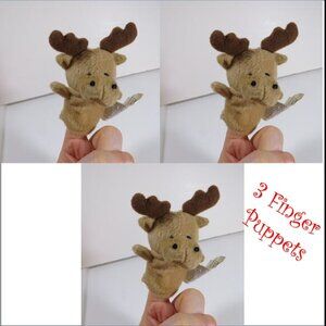 Moose - Reindeer FINGER PUPPET Stuffed Animal Plush